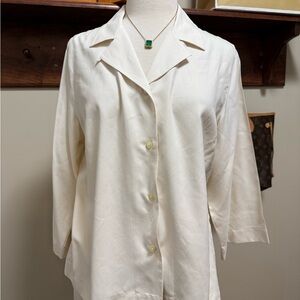 100% Silk Orvis Women's Cream Button Down blouse